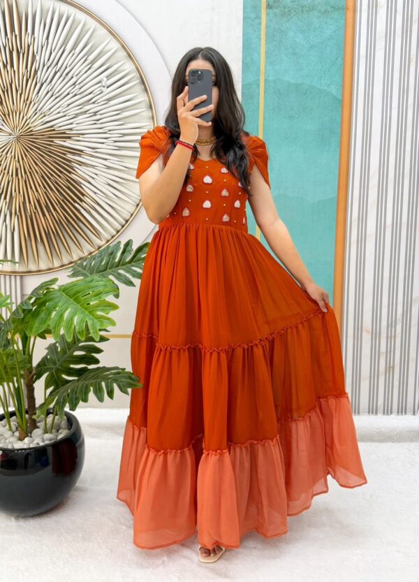 Pure Mulcotton Maggam Work Gown