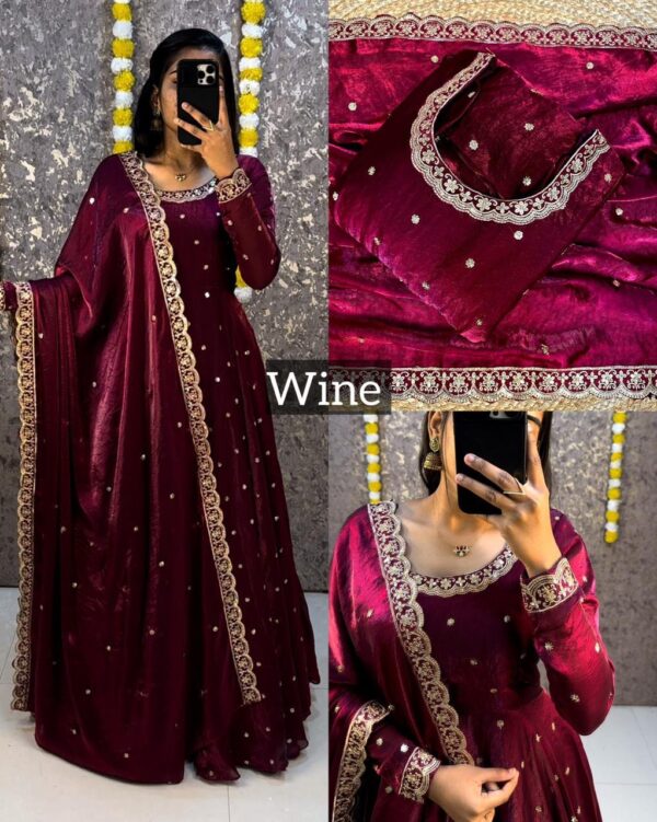 Space silk gown with duppatta