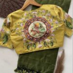 green + yellow blouse