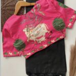 black + pink blouse