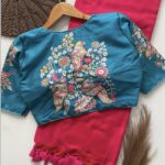 pink + blue blouse
