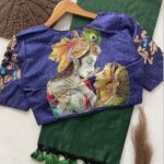 green + blue blouse