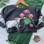 green + black blouse