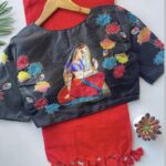 red + black blouse