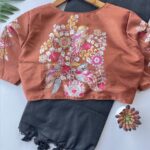 black + rust blouse