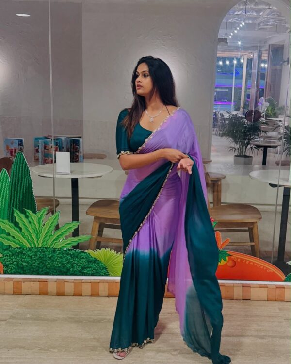 Chinon handwork saree