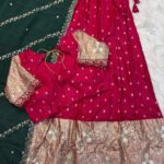 pink with green duppatta