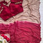 beige & maroon